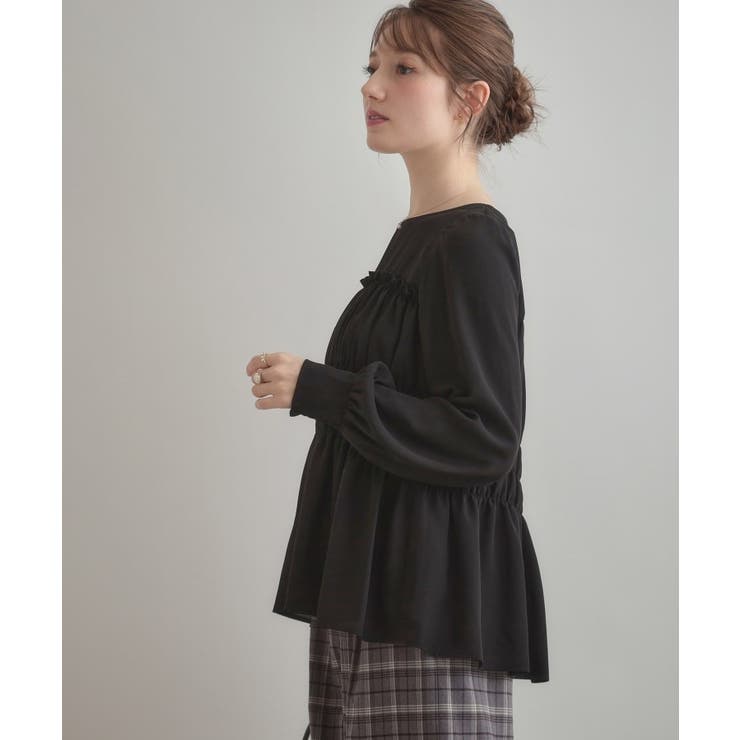 【マシンウォッシャブル・きれいめ・通勤】シャーリングチュニックブラウス | Couture brooch | 詳細画像6 