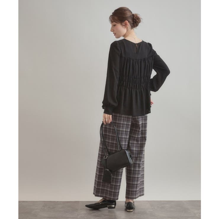 【マシンウォッシャブル・きれいめ・通勤】シャーリングチュニックブラウス | Couture brooch | 詳細画像2 