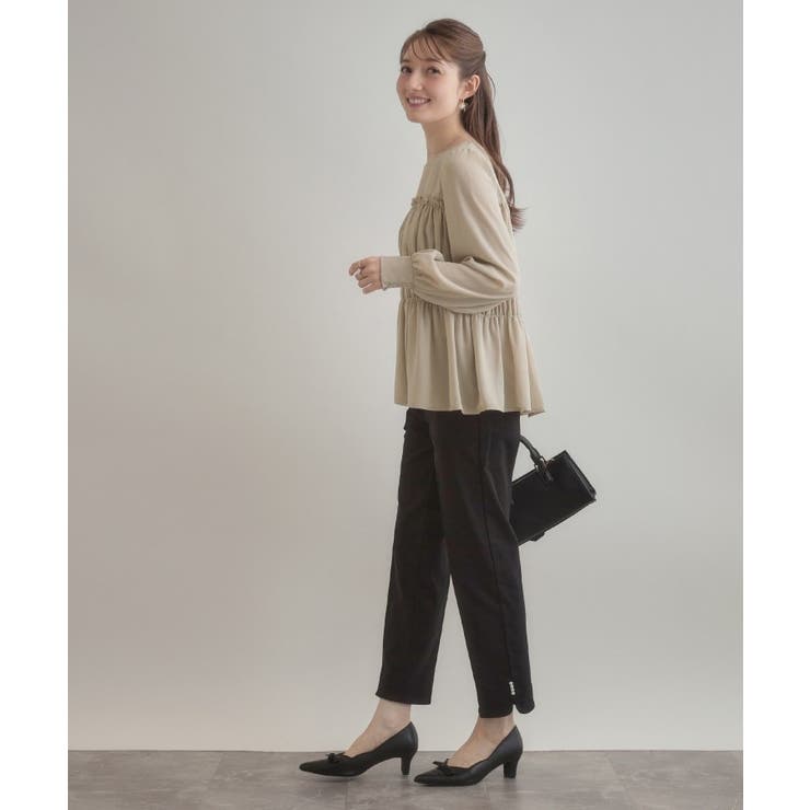 【マシンウォッシャブル・きれいめ・通勤】シャーリングチュニックブラウス | Couture brooch | 詳細画像14 