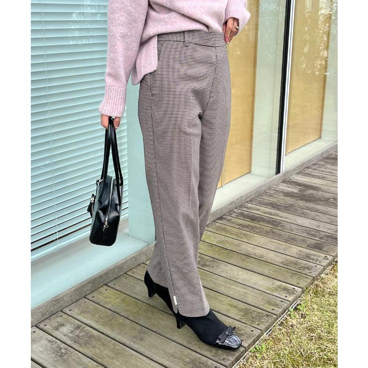 【通勤・美脚見え・あったか】裏起毛パール調スカラ裾デザインパンツ | Couture brooch | 詳細画像20 