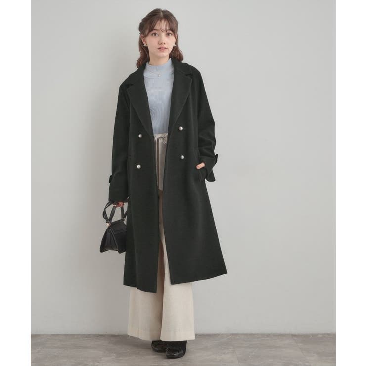 【大人上品・ベルト付き】パール調釦チェスターコート | Couture brooch | 詳細画像2 