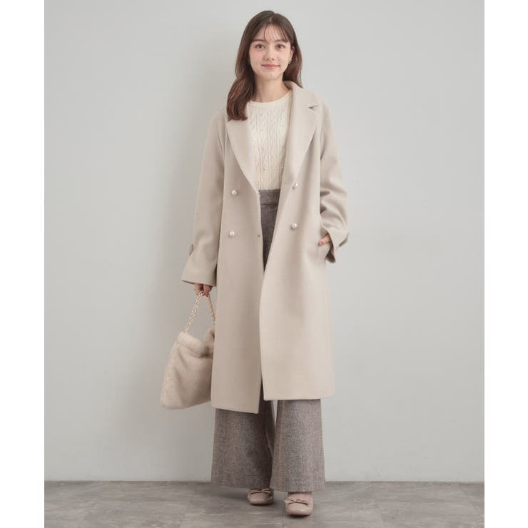 【大人上品・ベルト付き】パール調釦チェスターコート | Couture brooch | 詳細画像46 