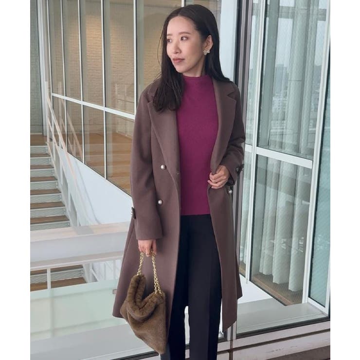 【大人上品・ベルト付き】パール調釦チェスターコート | Couture brooch | 詳細画像45 