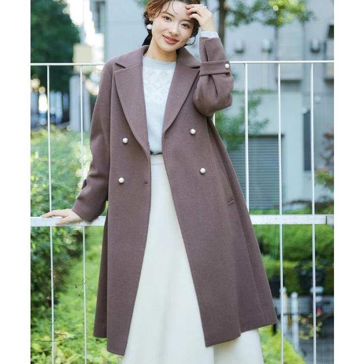 【大人上品・ベルト付き】パール調釦チェスターコート | Couture brooch | 詳細画像47 