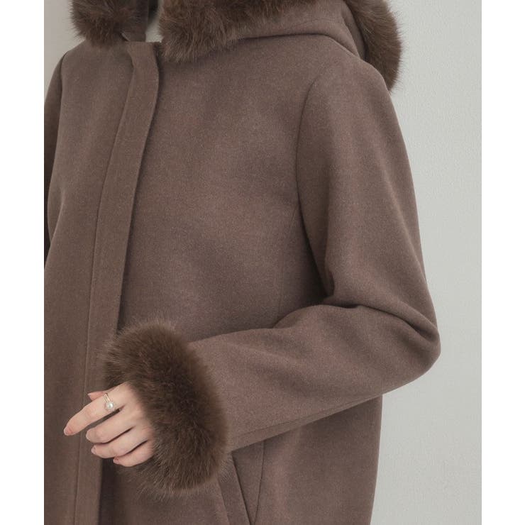 【大人可愛い・フード取り外し可能】フードフェイクファー ハーフ丈コート | Couture brooch | 詳細画像59 