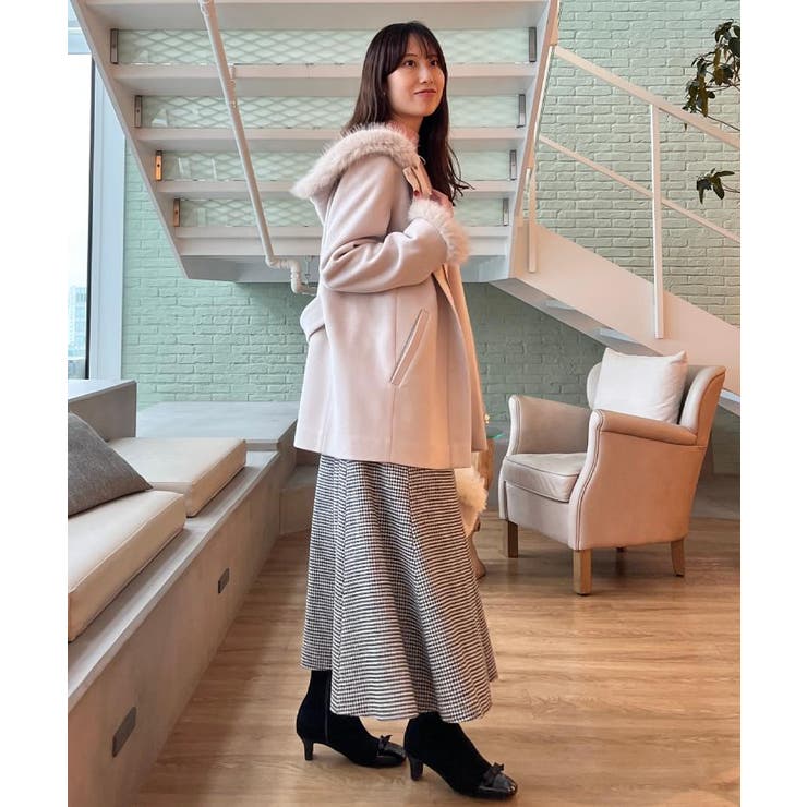 【大人可愛い・フード取り外し可能】フードフェイクファー ハーフ丈コート | Couture brooch | 詳細画像43 