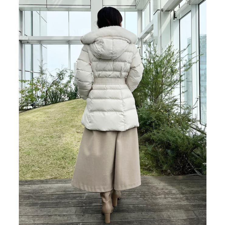 【2WAY・ベルト付き】フードフェイクファー ミドル丈ダウンコート | Couture brooch | 詳細画像20 