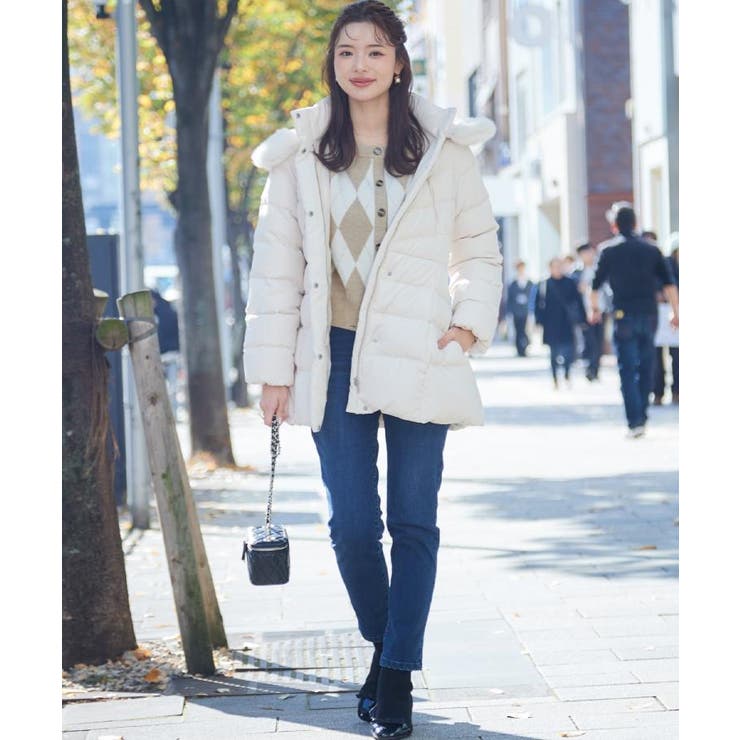 【2WAY・ベルト付き】フードフェイクファー ミドル丈ダウンコート | Couture brooch | 詳細画像14 