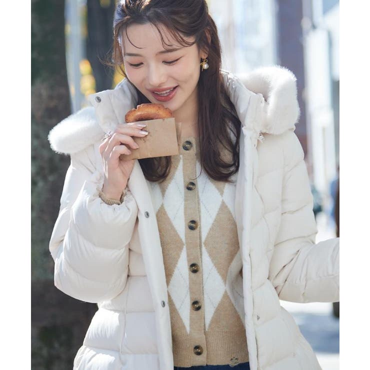 【2WAY・ベルト付き】フードフェイクファー ミドル丈ダウンコート | Couture brooch | 詳細画像16 