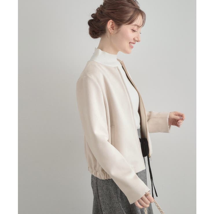 【通勤・大人上品】スエード調ダンボール ノーカラージャケット | Couture brooch | 詳細画像6 