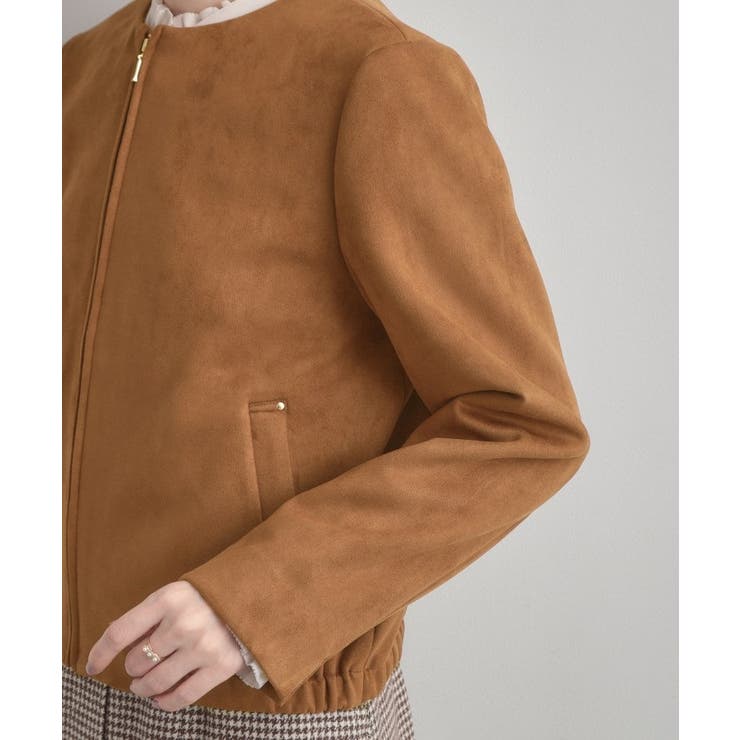 【通勤・大人上品】スエード調ダンボール ノーカラージャケット | Couture brooch | 詳細画像44 