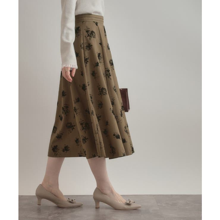 【美シルエット・通勤】フロッキーフラワープリントスカート | Couture brooch | 詳細画像15 