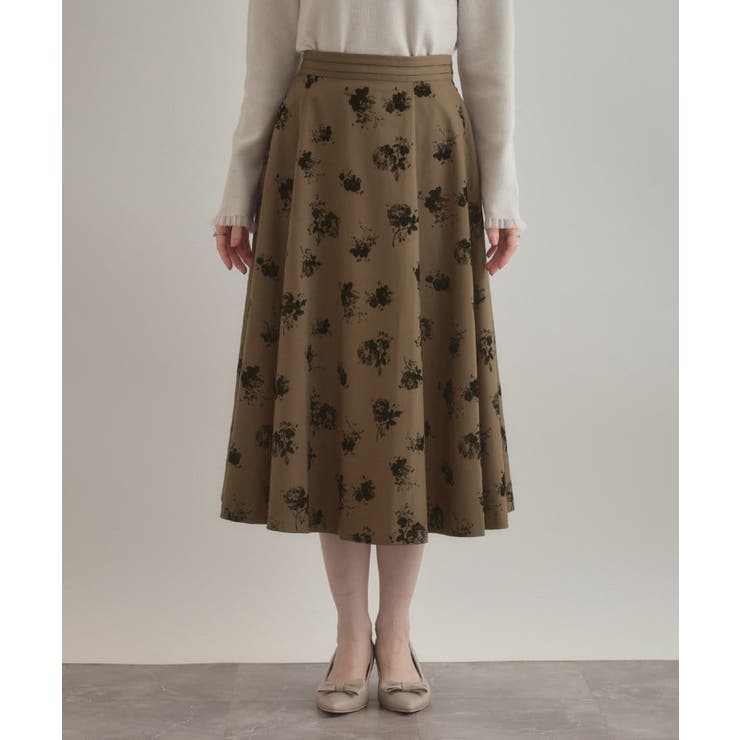 【美シルエット・通勤】フロッキーフラワープリントスカート | Couture brooch | 詳細画像27 