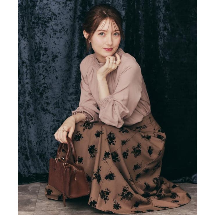 【美シルエット・通勤】フロッキーフラワープリントスカート | Couture brooch | 詳細画像18 