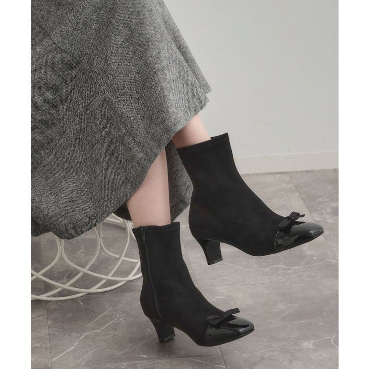 ドッキングデザインリボンストレッチブーツ | Couture brooch | 詳細画像1 