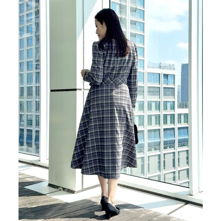 【大人可愛い・微起毛】先染めチェック柄フィット＆フレアワンピース | Couture brooch | 詳細画像12 