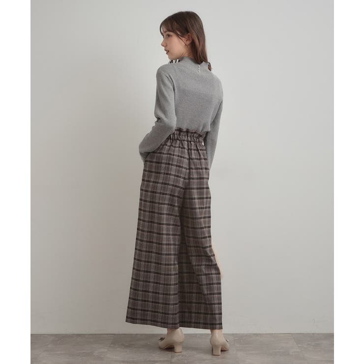 【大人可愛い】起毛先染めチェック柄 スカラウエスト ワイドパンツ | Couture brooch | 詳細画像13 