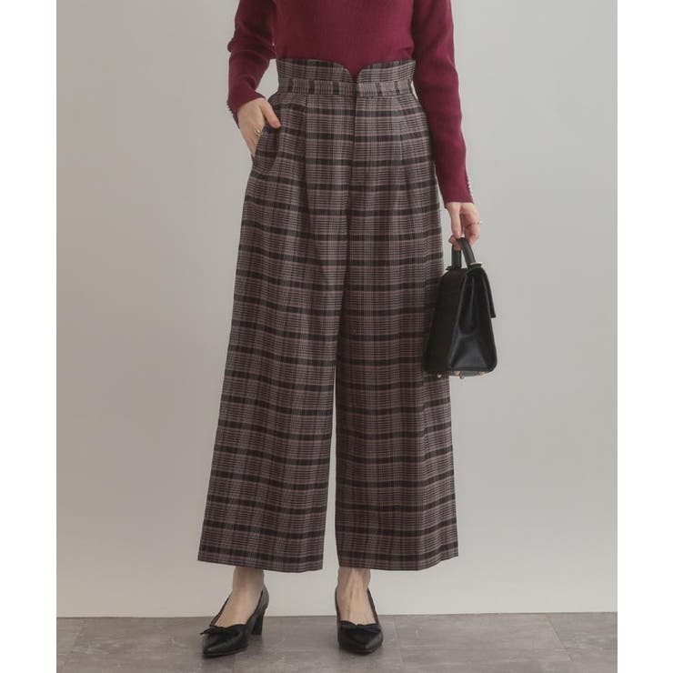 【大人可愛い】起毛先染めチェック柄 スカラウエスト ワイドパンツ | Couture brooch | 詳細画像20 