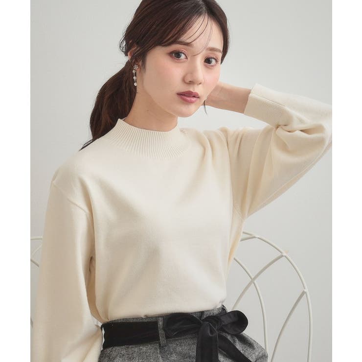 アイボリー(004) | バックレースアップ微起毛ニット | Couture brooch