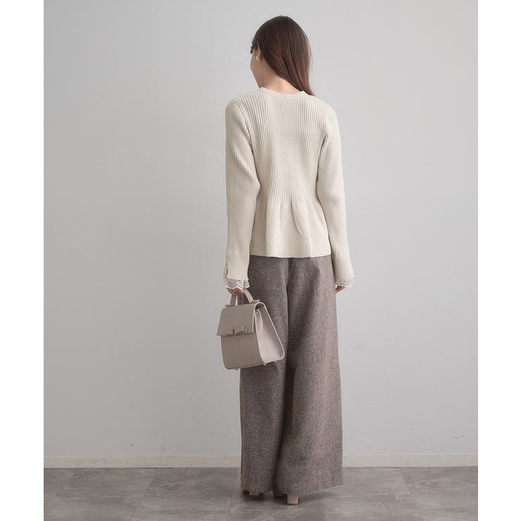 【袖口レース・着映え】短毛モールペプラム カーデ | Couture brooch | 詳細画像4 