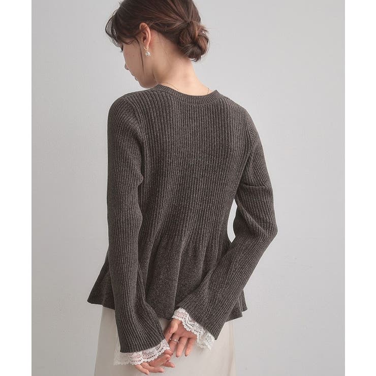 【袖口レース・着映え】短毛モールペプラム カーデ | Couture brooch | 詳細画像22 