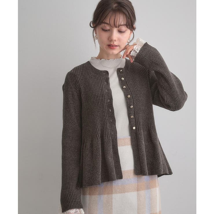 【袖口レース・着映え】短毛モールペプラム カーデ | Couture brooch | 詳細画像23 