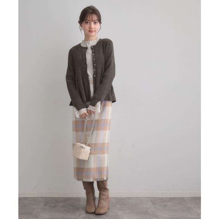 【袖口レース・着映え】短毛モールペプラム カーデ | Couture brooch | 詳細画像19 