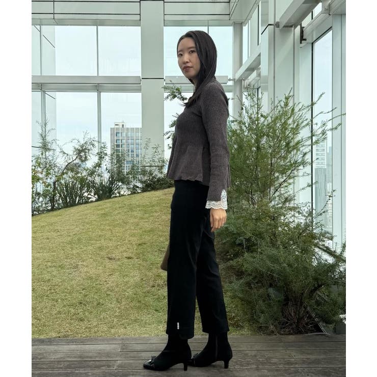 【袖口レース・着映え】短毛モールペプラム カーデ | Couture brooch | 詳細画像25 