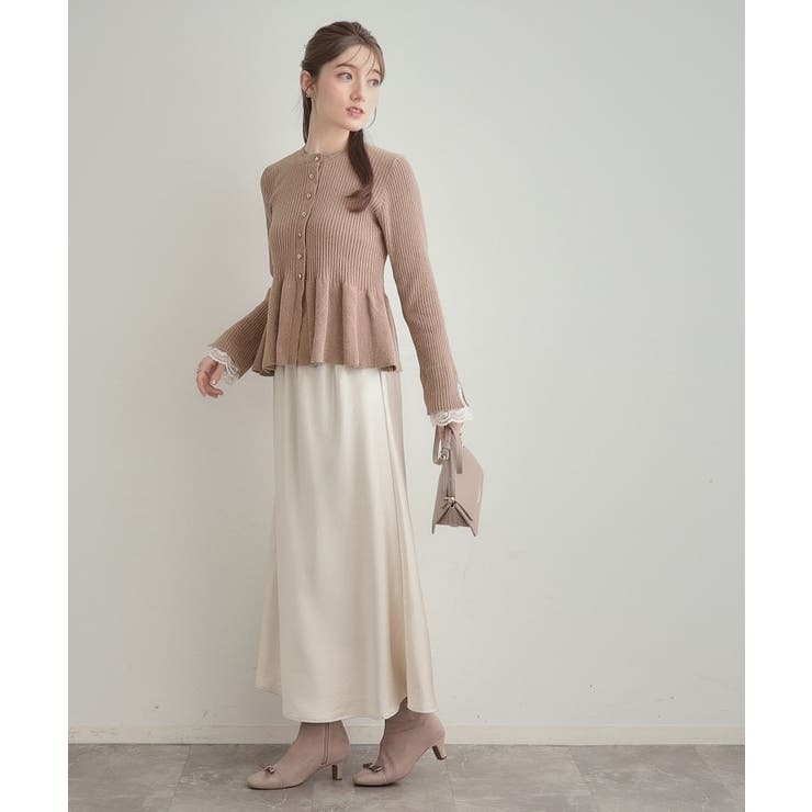 【袖口レース・着映え】短毛モールペプラム カーデ | Couture brooch | 詳細画像30 