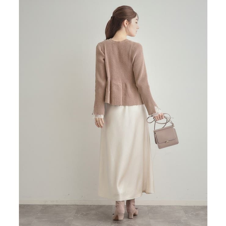 【袖口レース・着映え】短毛モールペプラム カーデ | Couture brooch | 詳細画像31 