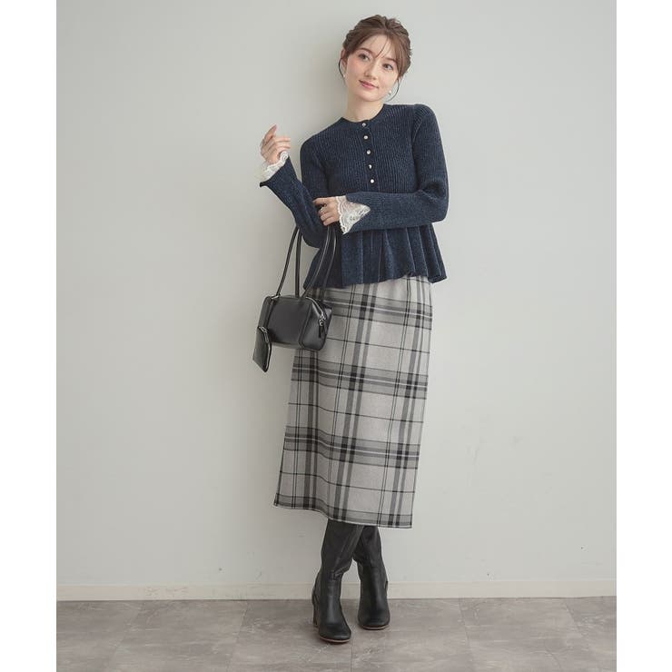 【袖口レース・着映え】短毛モールペプラム カーデ | Couture brooch | 詳細画像40 