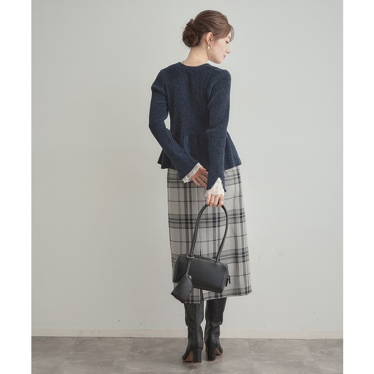 【袖口レース・着映え】短毛モールペプラム カーデ | Couture brooch | 詳細画像43 