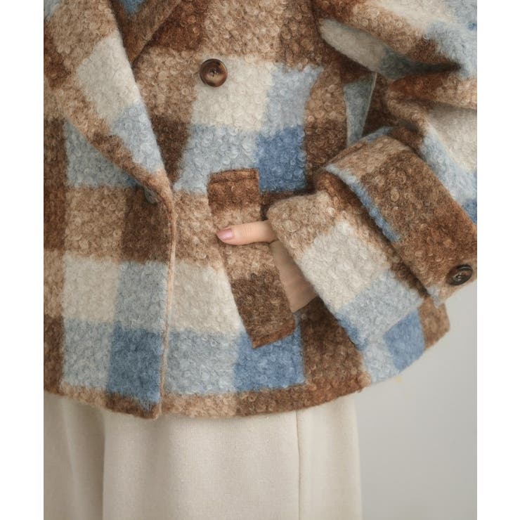 【S-LL/無地・チェック柄】プードルボア ショートコート | Couture brooch | 詳細画像47 