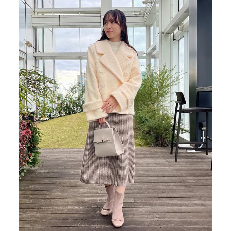 【S-LL/無地・チェック柄】プードルボア ショートコート | Couture brooch | 詳細画像7 