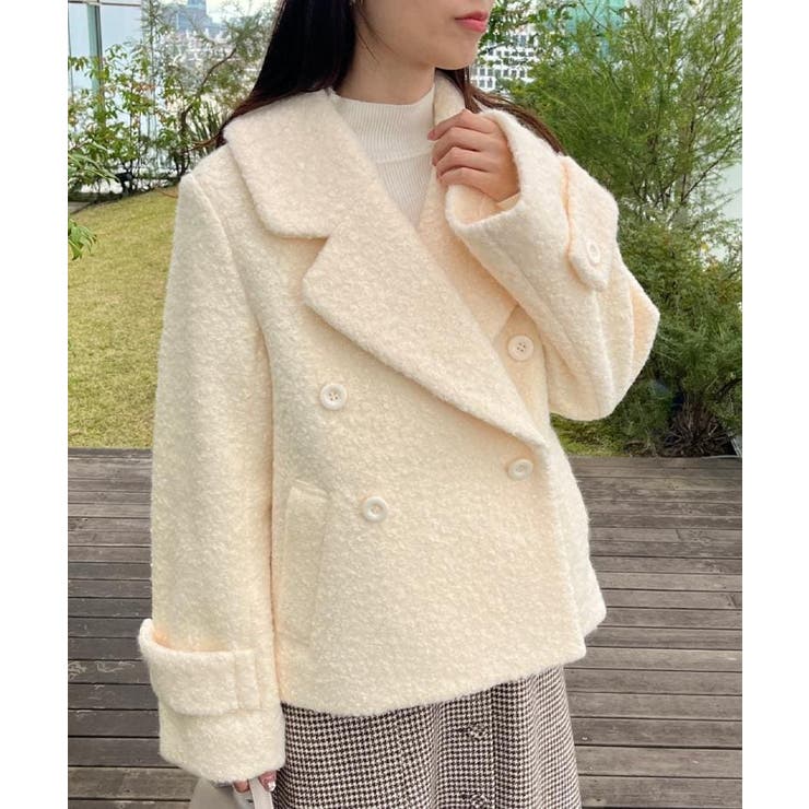 【S-LL/無地・チェック柄】プードルボア ショートコート | Couture brooch | 詳細画像10 