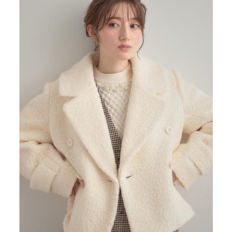 【S-LL/無地・チェック柄】プードルボア ショートコート | Couture brooch | 詳細画像4 