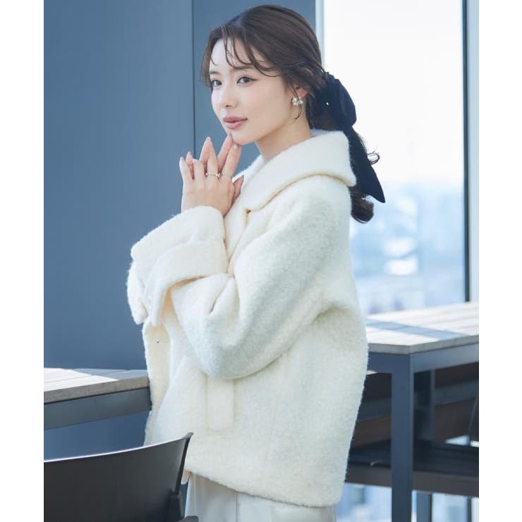 【S-LL/無地・チェック柄】プードルボア ショートコート | Couture brooch | 詳細画像10 