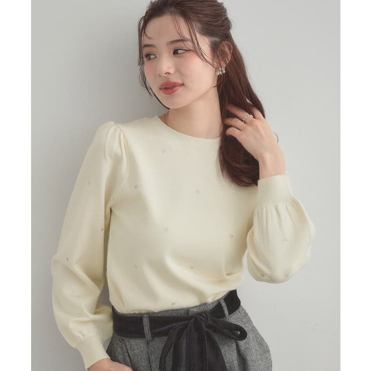 【着映え】ハートドットラメ刺繍ニット | Couture brooch | 詳細画像6 