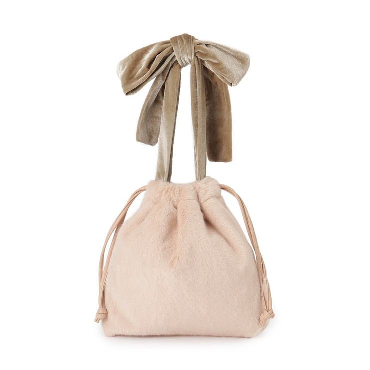 ピンク(071) | ベロアリボンフェイクファートートバッグ | Couture brooch