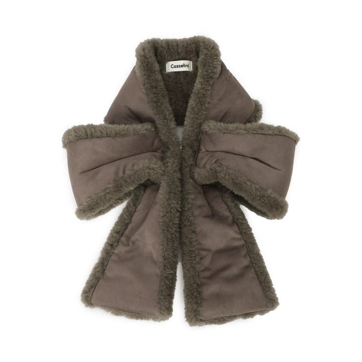 チャコールグレー(014) | ムートン風リボンティペット | Couture brooch