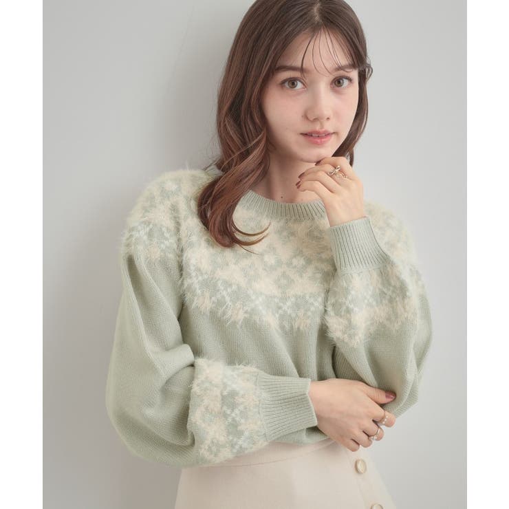 ライトグリーン(020) | 【着映え】求心フェザーニット | Couture brooch