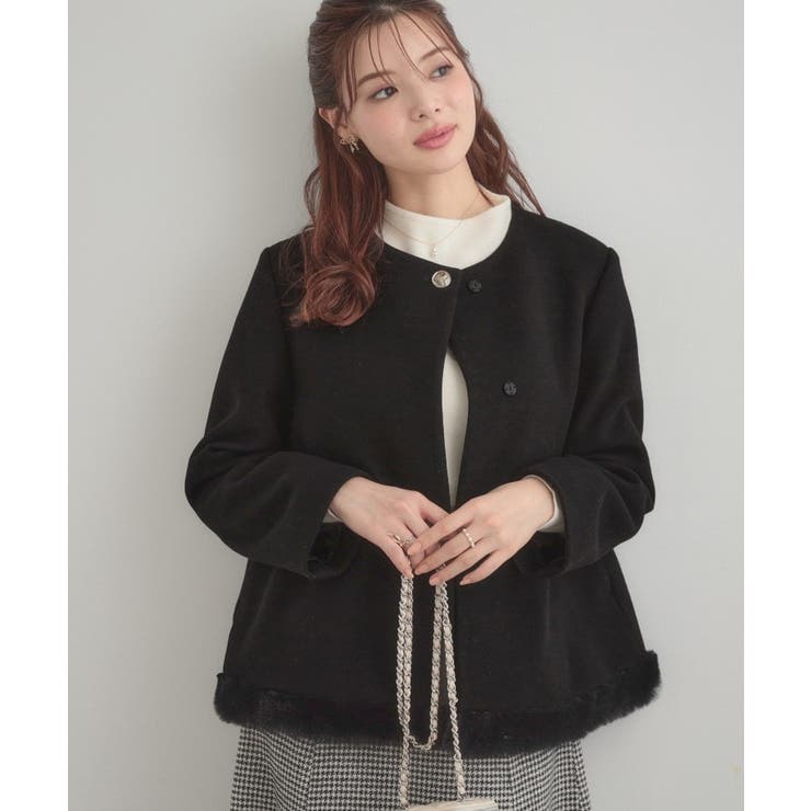 【大人レディ・フェイクファー取り外し可能】ケープ風ショートコート | Couture brooch | 詳細画像26 