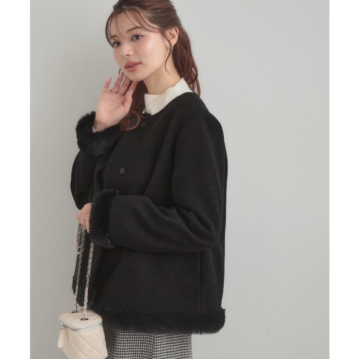 【大人レディ・フェイクファー取り外し可能】ケープ風ショートコート | Couture brooch | 詳細画像24 