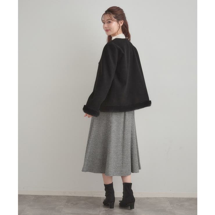 【大人レディ・フェイクファー取り外し可能】ケープ風ショートコート | Couture brooch | 詳細画像20 