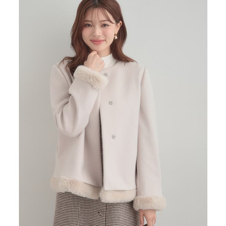 【大人レディ・フェイクファー取り外し可能】ケープ風ショートコート | Couture brooch | 詳細画像6 