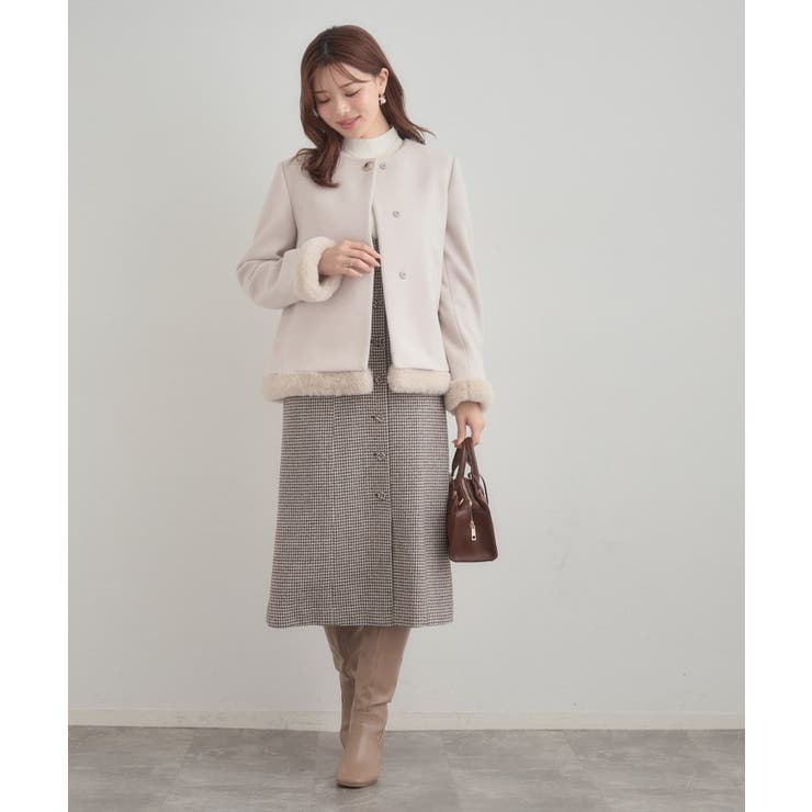 【大人レディ・フェイクファー取り外し可能】ケープ風ショートコート | Couture brooch | 詳細画像1 