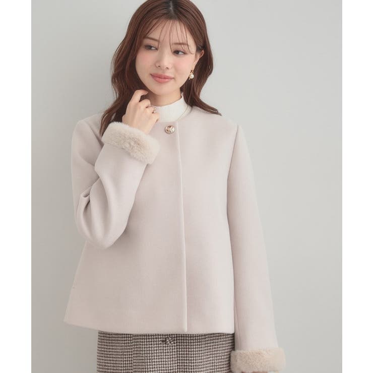 【大人レディ・フェイクファー取り外し可能】ケープ風ショートコート | Couture brooch | 詳細画像8 