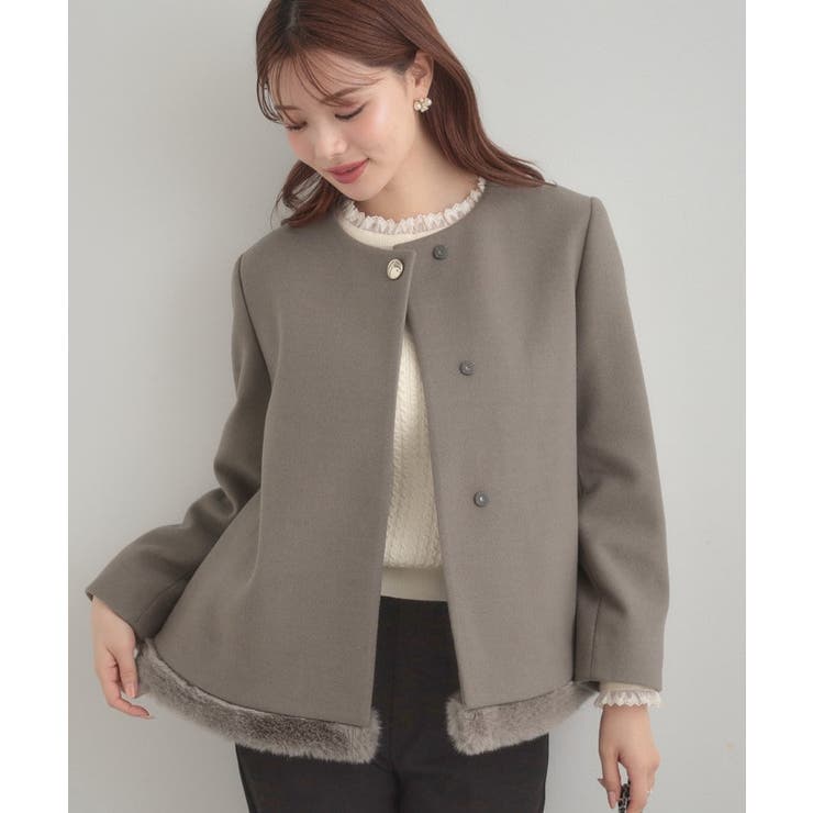 【大人レディ・フェイクファー取り外し可能】ケープ風ショートコート | Couture brooch | 詳細画像39 