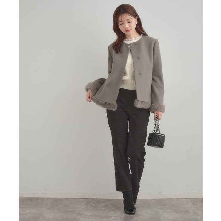 【大人レディ・フェイクファー取り外し可能】ケープ風ショートコート | Couture brooch | 詳細画像35 