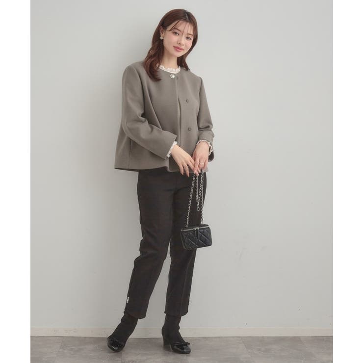 【大人レディ・フェイクファー取り外し可能】ケープ風ショートコート | Couture brooch | 詳細画像37 